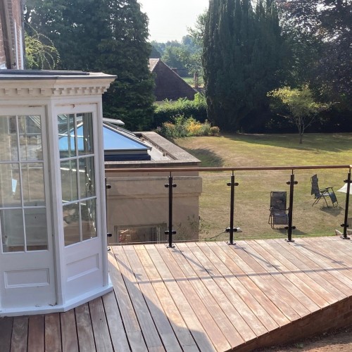 Steel, Glass & Iroko Hardwood Balustrade (Exeter) Steel, Glass & Iroko Hardwood Balustrade (Exeter)
