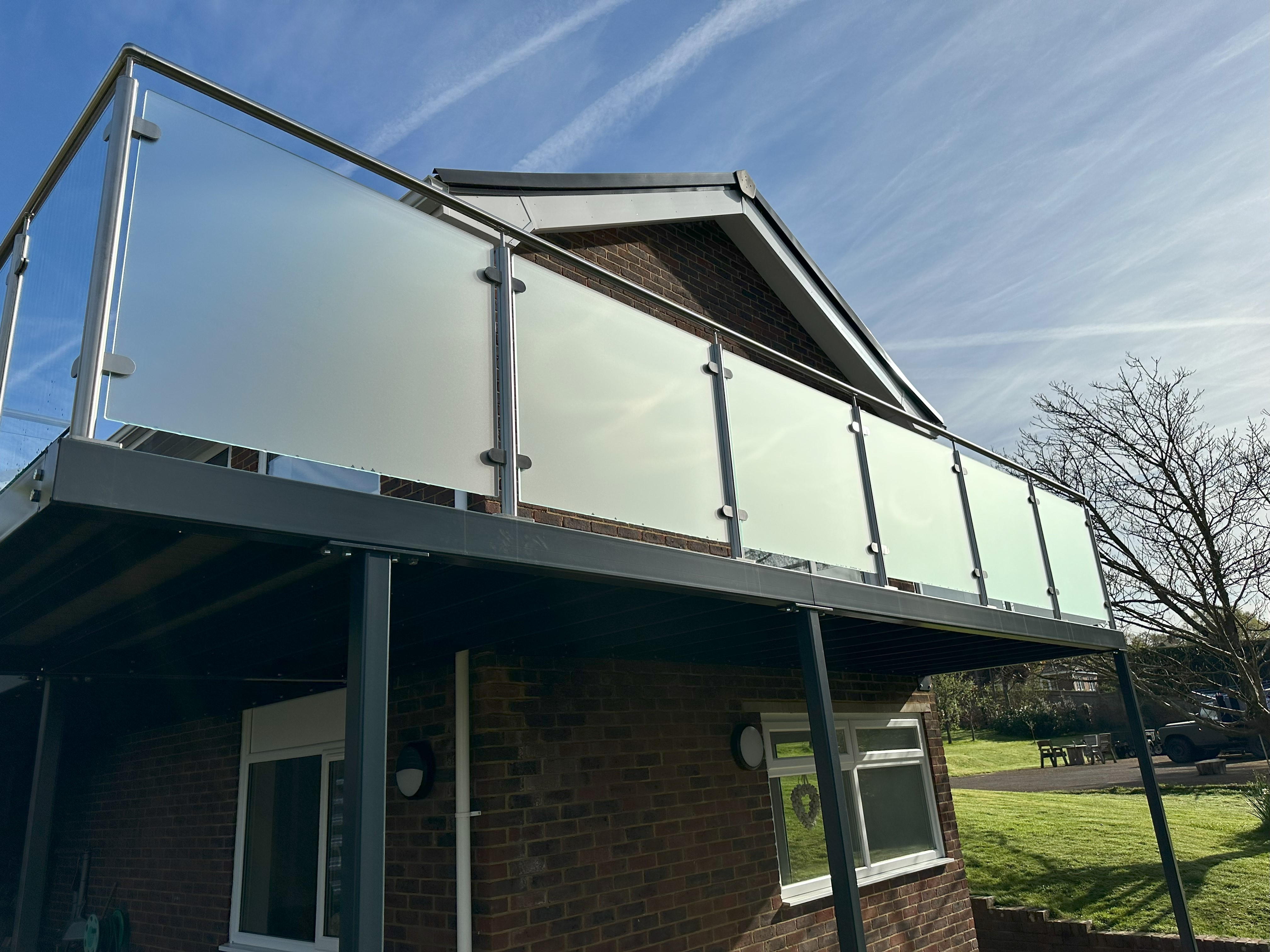 Frosted Glass Privacy Screens to Balcony